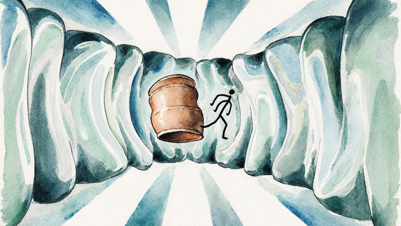 A wavy mirror warping a human figure into both a wide barrel and a thin stick shape.