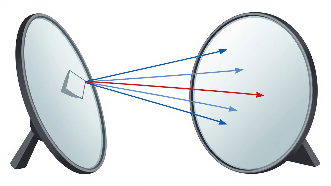 Diagram showing light rays bending on concave and convex mirrors