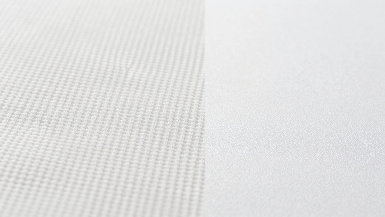 Close-up comparison of woven cotton texture versus non-woven fabric