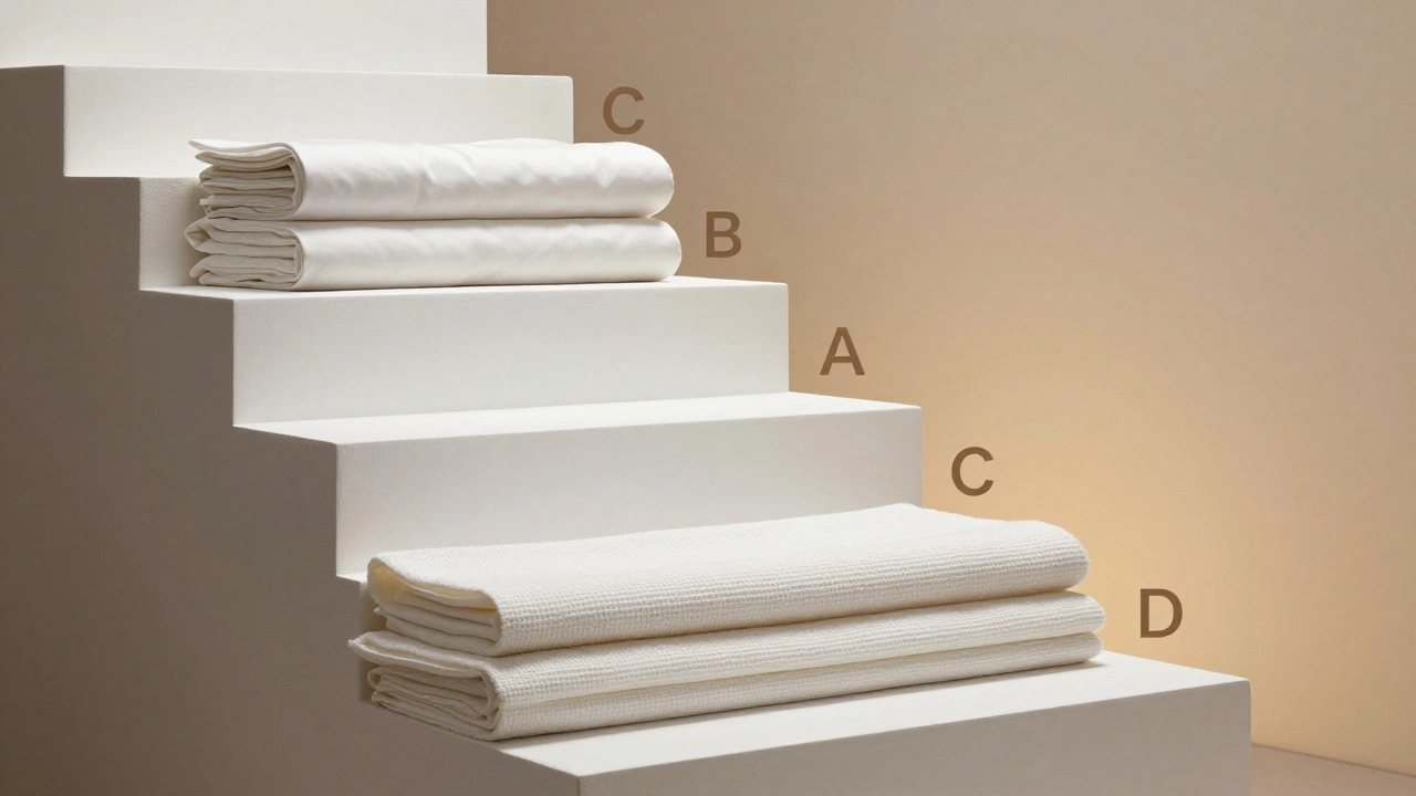 Visual ladder showing linen quality from cheap to luxury