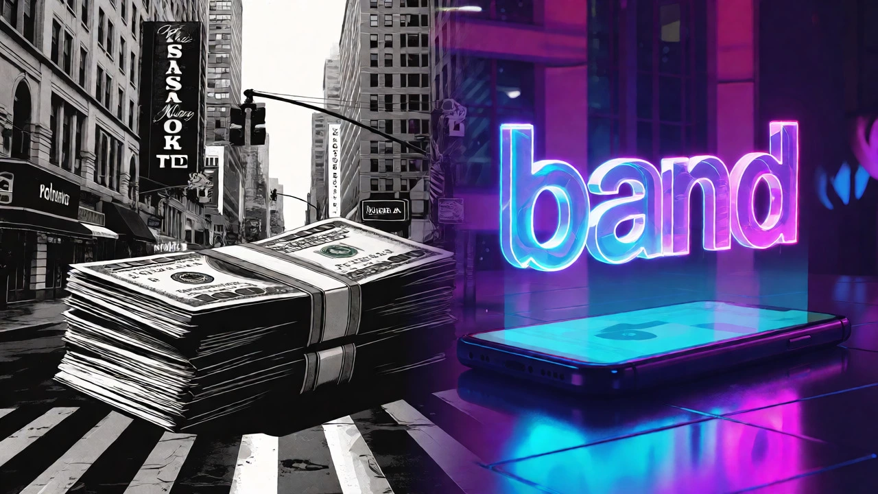 Artistic blend of 90s NYC street style and modern neon Atlanta aesthetics regarding money.