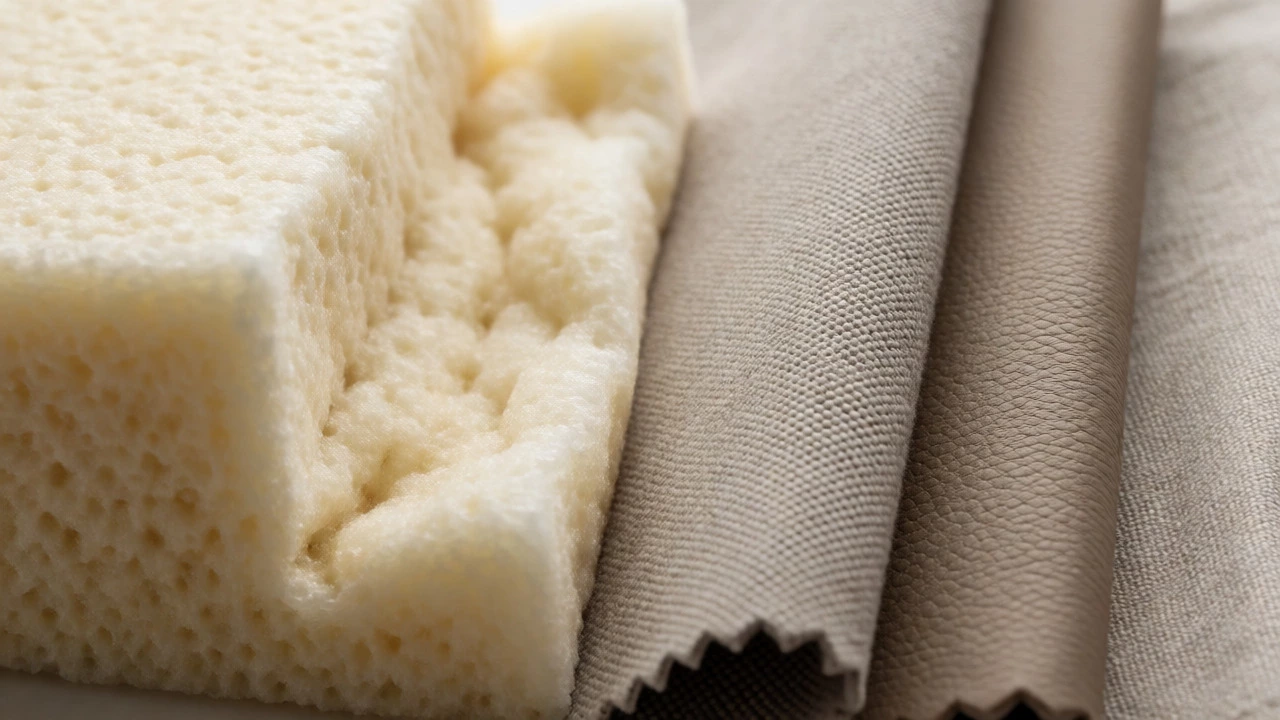 Comparison of high-density foam and performance fabrics against weaker materials.